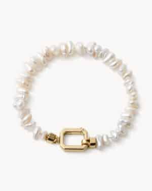 mini keshi pearl bracelet with gold clasp