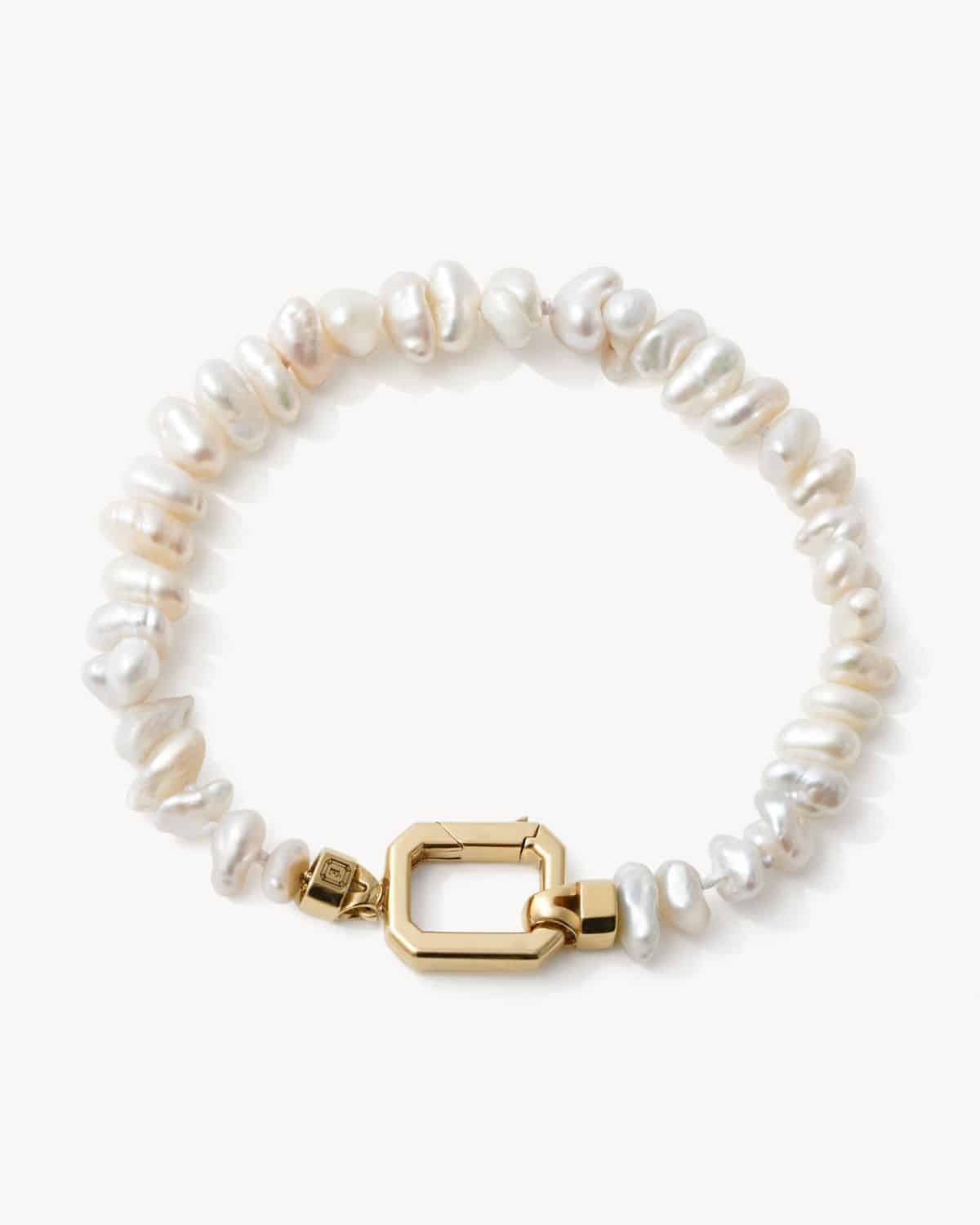 omkb2 mini keshi pearl bracelet with gold clasp